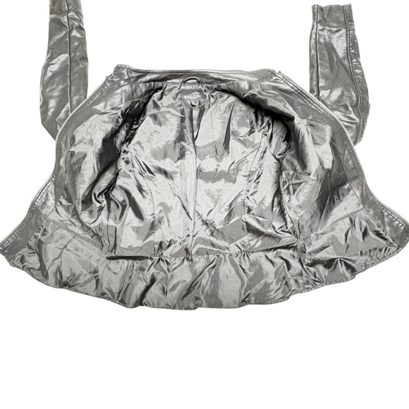 jacket leather BACCINI S black soft zip front zip pockets peplum hem vintage - Picture 5 of 15